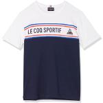 T-shirts à manches courtes Le Coq sportif bleu nuit à rayures en coton enfant classiques 