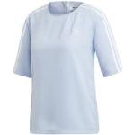 T-shirts longs adidas 3 Stripes bleus à manches courtes Taille XXS classiques pour femme 