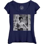 T-Shirt Femme Col Echancré Bruce Lee Kung Fu Arts Martiaux Noir & Blanc
