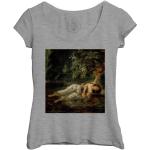 T-Shirt Femme Col Echancré Eugene Delacroix La Mort D'ophelie Peinture Shakespeare