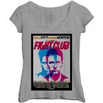 T-Shirt Femme Col Echancré Fight Club Affiche Film Brad Pitt Edward Norton