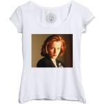 T-Shirt Femme Col Echancré Gillian Anderson X Files Dana Scully Actrice Science Fiction Tv