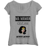 T-Shirt Femme Col Echancré Ma Maman C'est Une Wonder Woman Mere Super Hero