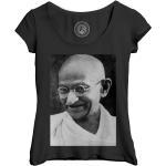 T-Shirt Femme Col Echancré Mahatma Gandhi Inde Activiste Non Violence Portrait Vintage