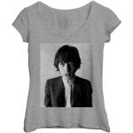 T-Shirt Femme Col Echancré Mick Jagger Chanteur Photo De Star Célébrité Vieille Musique Original