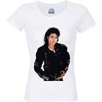 T-shirts blancs en coton à motif licornes à manches courtes Michael Jackson bio à manches courtes à col rond Taille M look fashion pour femme 