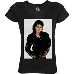 T-shirts noirs en coton à motif licornes à manches courtes Michael Jackson bio à manches courtes à col rond Taille L look fashion pour femme 