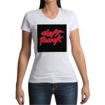 T-Shirt Femme Col V Daft Punk Logo Rouge Ram French Touch Electro