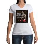T-Shirt Femme Col V Discipline Mike Tyson Boxer Citation Inspirante Anglais Motivation