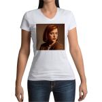 T-Shirt Femme Col V Gillian Anderson The X Files Portrait Fbi Science Fiction