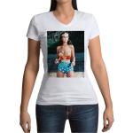 T-Shirt Femme Col V Lynda Carter Wonderwoman Miss World Actrice Cinema