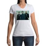 T-Shirt Femme Col V Matrix Reloaded Keanu Reeves Neo Trinity Morpheus Cinema