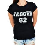 T-Shirt Femme - Imprime Texte - Jagger 62 - Mick Jagger - Rolling Stones - GL BOUTIK - Taille Unique (36-38) (Noir)