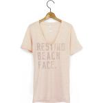 T-shirts à imprimés roses à effet vieilli à col en V Taille XS pour femme 