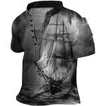 T-shirts à motif bateaux à manches courtes à manches courtes Taille 3 XL look Hip Hop pour homme 