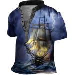 T-shirts à motif bateaux à manches courtes à manches courtes Taille XXL look Hip Hop pour homme 