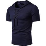 T-shirts de sport bleu marine à carreaux à motif loups à manches courtes à col rond Taille S look gothique pour homme 