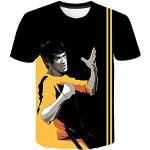T-Shirt imprimé 3D pour Hommes Bruce Lee Kung Fu Art Martial t-Shirt à Manches Courtes été décontracté Sport Hauts