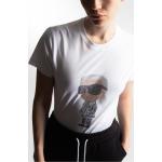 T-shirts à imprimés Karl Lagerfeld blancs bio éco-responsable Taille L pour femme en promo 