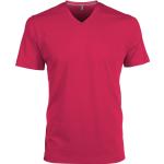 T-shirts col V rose fushia en coton à manches courtes à col en V Taille 3 XL look fashion pour homme 