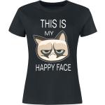 T-Shirt Manches courtes de Grumpy Cat - This Is My Happy Face - M à XXL - pour Femme - noir