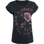 T-shirts noirs en coton à manches courtes Iron Maiden à manches mi-longues à col rond Taille XXL look vintage pour femme 