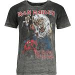 T-shirts gris en coton à manches courtes Iron Maiden à manches courtes à col rond Taille XL 