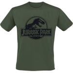 T-shirts verts en coton à manches courtes Jurassic Park à manches courtes à col rond Taille XXL 