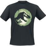 T-shirts noirs en coton à manches courtes Jurassic Park à manches courtes à col rond Taille L 