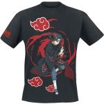 T-shirts noirs en coton à manches courtes Naruto Itachi Uchiha à manches courtes à col rond Taille L 