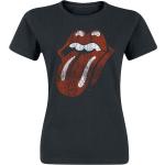 T-shirts noirs en coton à manches courtes Rolling Stones à manches courtes à col rond Taille XXL classiques pour femme 
