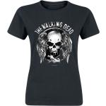 T-shirts noirs en coton à manches courtes The Walking Dead à manches courtes à col rond Taille L pour femme 