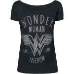 T-shirts noirs en coton à motif bateaux à manches courtes Wonder Woman à manches courtes à col bateau Taille 4 XL pour femme 