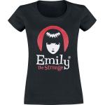 T-shirts Emily the strange noirs en coton à manches courtes à manches courtes à col rond Taille L look Pin-Up pour femme 