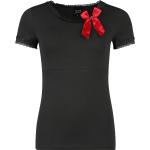 T-shirts Pussy Deluxe noirs en coton à manches courtes à manches courtes Taille XS look Pin-Up pour femme 