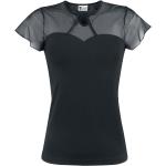 T-shirts Pussy Deluxe noirs en viscose à manches courtes à manches courtes à col rond Taille XS look Pin-Up pour femme 