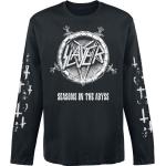 T-shirts noirs en coton à manches longues Slayer à manches longues à col rond Taille XXL pour homme 