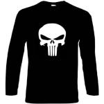 T-Shirt Manches Longues The Punisher. Coton Noir.
