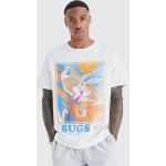 T-shirts à imprimés boohooMAN blancs Looney Tunes Bugs Bunny à manches courtes Taille XS pour homme 