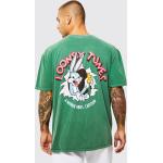 T-shirts à imprimés boohooMAN verts Looney Tunes Taille XS pour homme 