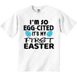 T-shirt personnalisé unisexe avec inscription « I'm So Egg-Cited It's My First Easter » - Blanc - 2-3 ans