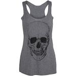 T-shirt débardeur gris pour femme Crâne Gothique Punk Rock'n'Roll T-shirt (DE/NL/SE/PL, Alphanumérique, S, régulier, régulier), gris, S