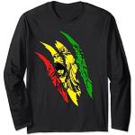 Reggae Lion Of Judah T-shirt Jamaican Roots Rasta Africain Manche Longue