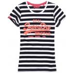 T-shirts Superdry roses à rayures à motif ville à manches courtes à manches courtes à col rond Tailles uniques look sportif pour femme 