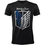 T-shirt T-shirt Attack on Titan Symbole Logo Attaque des Géants - Imprimé Avant - Noir - Manches Courtes - 100% Coton, Noir , XL