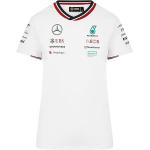 T-shirts à imprimés blancs à rayures en polyester F1 Mercedes AMG Petronas à col rond Taille XS look fashion pour femme 