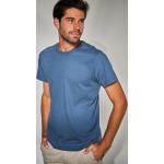 T-shirts unis bleus en coton bio éco-responsable à manches courtes à col rond Taille XXL look fashion pour homme en promo 