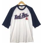 T-Shirt Vintage Des Années 2000 Red Sox De La Ligue Majeure Baseball Mlb Raglan 3 Quaters/Blanc Bleu Grand Avs4