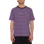 T-shirts Volcom violets à rayures à manches courtes bio à manches courtes à col rond Taille XL classiques pour homme 