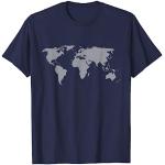T-shirts I love bleus imprimé carte du monde Taille S classiques pour homme 